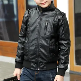 3-12 anni Veste Enfant Garcon Moda Cappotti per bambini Neonati maschi Cappotti spessi Giacca invernale da motociclista Giacca in pelle Moda Cool Boys 240329