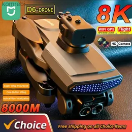 Drones Mijia D6 Drone 4K Profissional 8K 5G HD Camear RC Quadcopter Helicóptero WIFI FPV Controle Remoto Avião Presente de Natal RC Brinquedos 24313