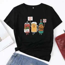 Kvinnors T -skjortor Kawaii humorou Save Water Drink Beer Woman Tshirt Summer Short Sleeve Tops Harajuku Eesthetic Graphic Tshirts For Young