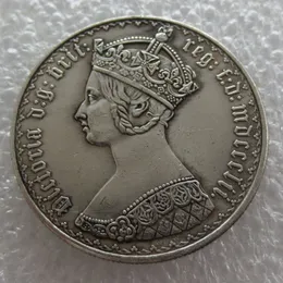 Um florim 1850 Grã-Bretanha Inglaterra Reino Unido Reino Unido 1 moeda de prata gótica298z