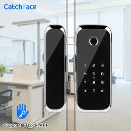 TTlock APP Fingerprint TMART LOCK WiFi remote control with IC card password for frameless glass door push or sliding door 201013257u