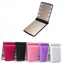 15st Lady Makeup Cosmetic 8 LED Mirror Folding Portable Compact Pocket LED Mirror Lights Lamps X0556776578