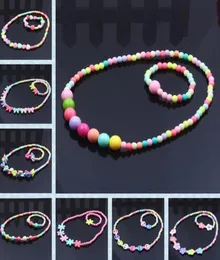 Kinder Perlen Halskette Armband Schmuck Set Mode Niedlichen Rosa Weißen Perlen Anhänger Zubehör9773856