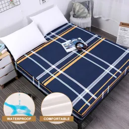 Prägla mecerock ny tryckbädd madrass täcker vattentätt madrassskydd pad monterad ark separerade vatten sängkläder med elastisk