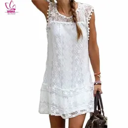 Damskie spodenki Susola Sexy Summer Dress Lady Women Casual Beach Short Dress Tassel Czarna biała sukienka mini koronka Sexy imprezowa sukienki Vestido S-5xll24313