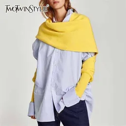 TWOTWINSTYLE Frühling Herbst Stricken Schals Für Frauen Plus Dicke Warme Mode frauen Schal Koreanischen Stil Zubehör Flut 201231i