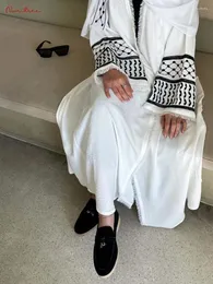 Casual Dresses Fashion Embroidery Kimono Oversized Muslim Robe Abaya Syari Female Full Length Taseel Worship Service Abayas Wy1969