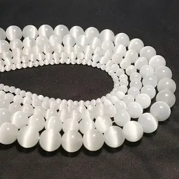 Perle di pietra di selenite reale 4/6/8/10/12mm per la produzione di gioielli Perline di opale bianco per il braccialetto fai da te Collana orecchino Perline di pietra di luna