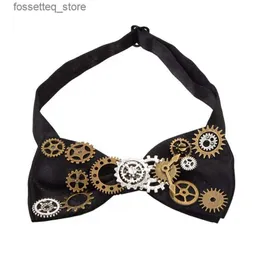 Cravatte Steampunk Papillon Gotico Punk Vintage Cravate Accessorio per costume nero L240313