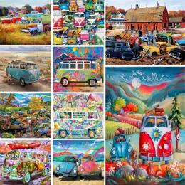 Zahlen -Cartoon -Autofärbung nach Zahlen Malerei komplettes Kit Acrylfarben 40*50 Ölmalbilder LOFT WALSBILDUNG für Erwachsene Großhandel Großhandel