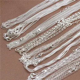 Kolye Kolye 1 PCS 925 STERLING Gümüş 16-30 inç Rolo Bead Figaro Zincir Kolye Kadınlar Kadınlar 9 Tasarımlar Moda Takı L24313