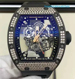 Exciting Wrist Watch Exclusive Wristwatches RM Watch RM055 Men's Series RM055 NTPT Carbon Fiber Diamond Inlaid Men's Fashion Leisure Sports Machinery Wristwatch