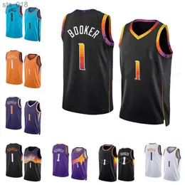 팬들은 Tees Basketball Jersys Devon Booker Jerseys 2022-23 시즌 Black Blue White Men Women Youth City Jersey S-XXL 1H240313