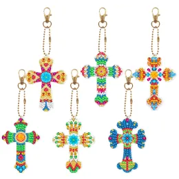 Stitch 6pcs DIY Diamond Painting keychain Cross Cross Pendant Mosaic Paint