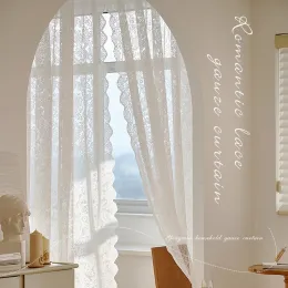 Vorhänge Prinzessin Spitzenvorhang atmungsaktives Tüll Drape für Wohnzimmer Schlafzimmer Küche Retro Fenstertür Vorhänge Home Office Decor Rideau