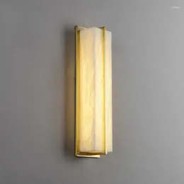 Lâmpada de parede Estilo Chinês Cobre Sala de estar Moderna Minimalista Pátio Ao Ar Livre Varanda À Prova D 'Água Mármore