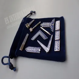 Set of 9 different Blue Masonic Working Tools Badge with velvet Bag Mason mason Miniature mason Gifts 201125286N