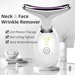 Massager EMS termisk nackelyft och dra åt massager Electric Microcurrent Wrinkle Remover LED Photon Face Beauty Device för Woman