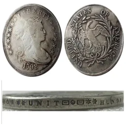 EUA 1798 busto drapeado dólar pequena águia banhado a prata copiar moedas artesanato de metal fábrica de fabricação 292S