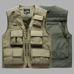 6xl 14 fickor 2023 Mens US Tactical vandringsfiske Vest Man Pographer Waistcoat Mesh Cargo Sleeveless Jacket Tool 240229