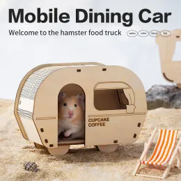 Kafes hamster ahşap ev oyuncakları evcil hayvan kobay sincap gizleme evi hamster aksesuarları sıçan tavşan gerbil yuvası küçük hayvan malzemeleri