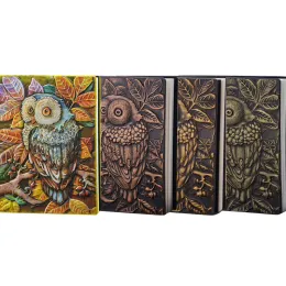 Albumy Retro 3D Relief Owl Cover Expossed Skórzana Książka PhotoAlbum Vintage Journal Notebook Business Travel Magic Book Art Notate