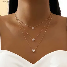 Altro Nuova tendenza della moda Design unico Squisito pentagramma multistrato Collana con pendente a goccia d'amore per gioielli da donna Regalo premium L242313