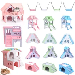 Cages Luxurious Hamster House Swing Toy Slide Hamsters Nest Loft Bed Cage Nest Type Hedgehog Pet Climbing Toys Small Pet House