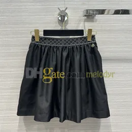 Summer Designer Skirt for Women Letter Webbing Pleated Dress Mid Waist Mini A Line Skirts Ladies Sexy Black Bubble Skirt