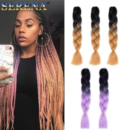 Kanekalon Ombre trança de cabelo sintético tranças de crochê 24 polegadas 100g Ombre dois tons Jumbo trança extensões de cabelo Xpression Brai9885860