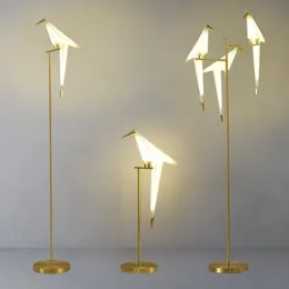 Nordische Vogel-Stehlampe, kreatives Acryl, tausend Papierkräne, Stehlampe für Heimdekoration, Gold für Wohnzimmer, Standing234r