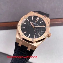 İkonik Bayanlar 'AP Bilek Saati Royal Oak Serisi 15510or OO D002CR.02 Gül Altın Siyah Yüz Moda Moda Eğlence İş Saati