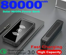 80000MAH Solar Power Bank stor kapacitet Wirseles 4usb Port Extern batteriladdare för Xiaomi Samsung Smartphone9345543