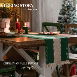 Tappetini Gerring Christmas Red Runner da tavola Decorazione per tavolo da pranzo Decorazione per matrimonio bohémien Decorazione tovaglietta vintage per mobile TV Tovaglia