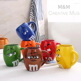 Mugs Creative M&m Mm Bean Cup Color Ceramic Beverage Coffee Oatmeal Enamel Milk Water Tea