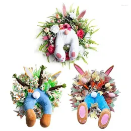 Dekorative Blumen Ostern Künstliche Kränze Wiederverwendbarer Sackleinenkranz Ohr BuCarrot Design Dekor Zuhause Glückliche Dekorationen