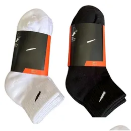 Mens Socks Womens High-Quality Cotton Solid Color Classic Black And White Breathable Sports Casual Luxury All-Season Drop Delivery App Otjfc