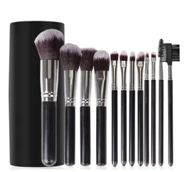 Professnial 12st Kvinnor Makeup Borstar Set Foundation Powder Brush Borsh Make Up Tools with Cylinder Eyeshadow Brush Cosmet3706516