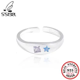 Ssteel Korean Fashion Luxury Designer Zircon Ring Sterling Silver 925 Justerbara ringar för kvinnor Y2K Engagement Fine Jewlery 240311