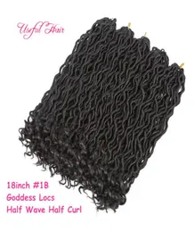 18quot Synthetic braiding hair goddess locs Faux Locs Curly Crochet Hair 18 inch Crochet Braids Synthetic Hair Extensions For Bl2491059