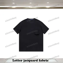 xinxinbuy Men designer Tee t shirt 2024 Letter jacquard fabric pocket short sleeve cotton women gray black white blue S-3XL