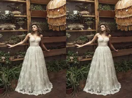 2019 Julie Vino Wedding Dresses A Line Spaghetti Appliques Belt Lace Wedding Dress Illusion Bodice Vintage Garden Beach Boho Weddi6956972