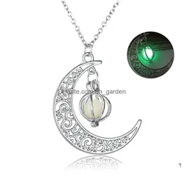 Colares Pingente Nova Chegada Halloween Pearl Hollow Lua Brilhante Colar Para Mulheres Meteorito Liga Charme Moda Elegante Jóias Lad Dhbqm