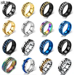 Cluster Rings Cool Titanium Steel Rotatable Chain For Couple High Quality Multifunctional Bottle Opener Ring Spinner Jewelry Punk Gifts