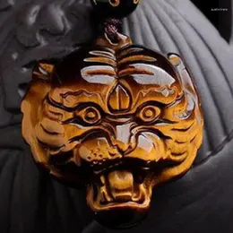 Wisiorki Naturalne tygrysy Kamienne Tygrys Tiger wisiorek z łańcuchem linowym Naszyjnik mężczyźni kobiety Fengshui Charms Buddha Pixiu Dragon Lucky Amulet