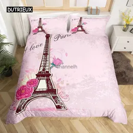 Comforters مجموعات غطاء حاف Eiffel Tower مجموعة King Paris بناء زوجين الفراش مجموعة البوليستر سيتي منظر