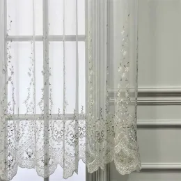 Tende Tende floreali pastorali coreane Foglia Ricamo a rete Tende in tulle trasparente per soggiorno Camera da letto Finestra Tessuti voile Tende