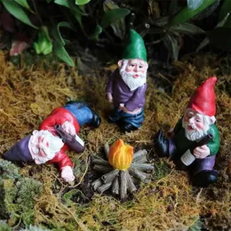 Miniaturowe ogrodowe figurki gnomowe zabawne mini gnomy elf figurka mikro żywica Fairy Garden Darnf Kit for Terrarium Bonsai Decoration 2339h