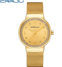 CWP العلامة التجارية Crrju Relogio Feminino Clock Women مشاهدة الساعات الفولاذ المقاوم للصدأ الساعات السيدات أزياء Quartz Wrictwatch