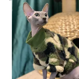 Clothing Spring Sphinx Cat Clothes Army Green Pet Hoodies For Sphynx Soft Shirt Warm Kitten Jumpsuit Devon Rex Autumn Kitty Outfit